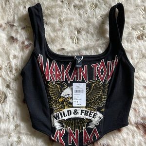 Windsor NWT festival black eagle crop tank top small